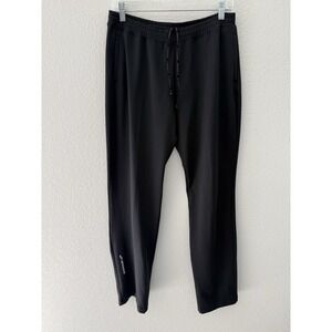 Brooks Running Womens Track Pants Large Black Zip Ankles Reflective Drawstring